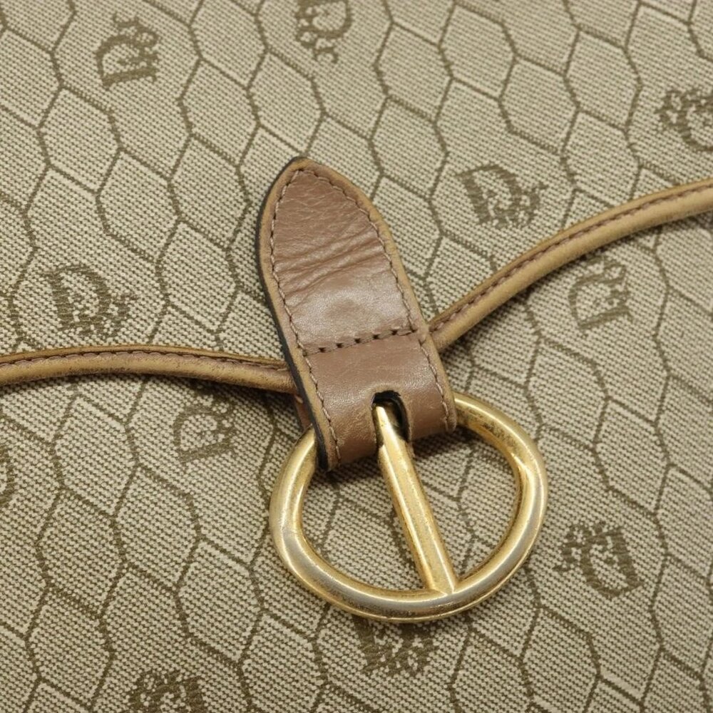 Christian Dior Honeycomb Canvas Shoulder Bag PVC Leather Beige Gold Auth ar13753 - Picture 12 of 16